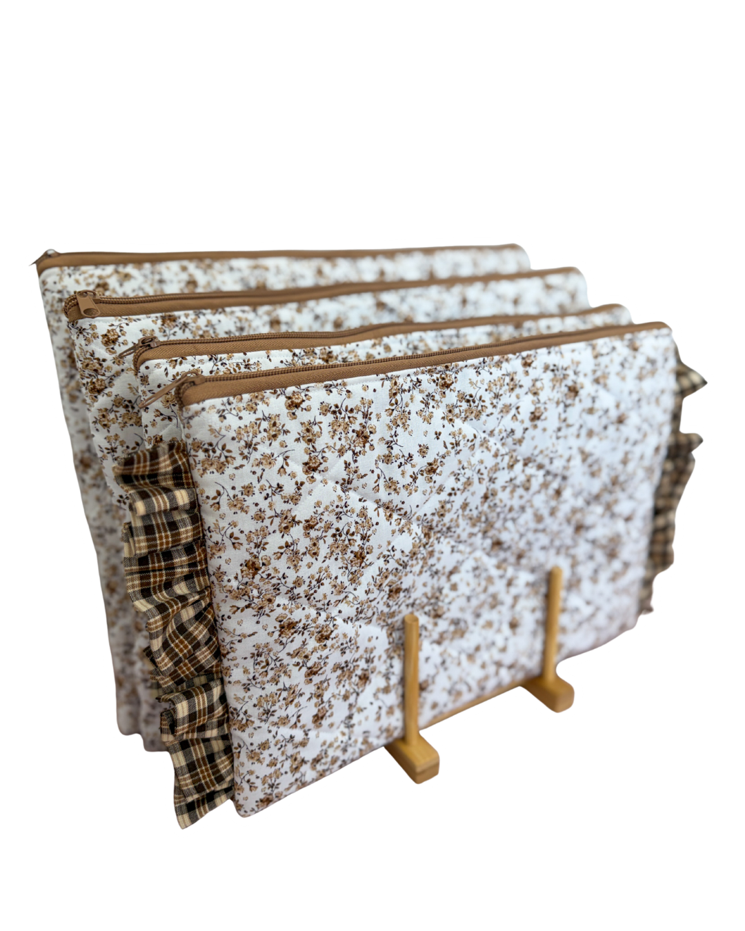 Quilted Laptop Sleeve, Brown Floral