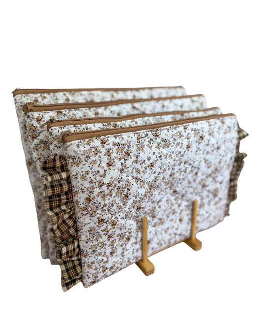 Quilted Laptop Sleeve, Brown Floral