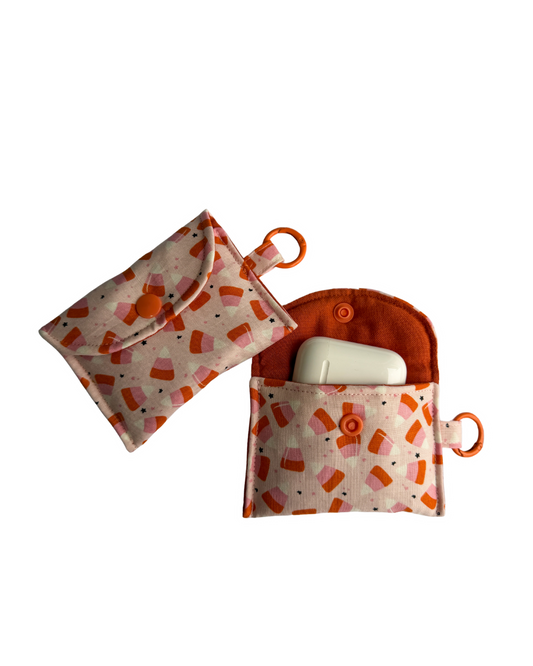 Mini Pouch Keychain/AirPods Case, Candy Corn