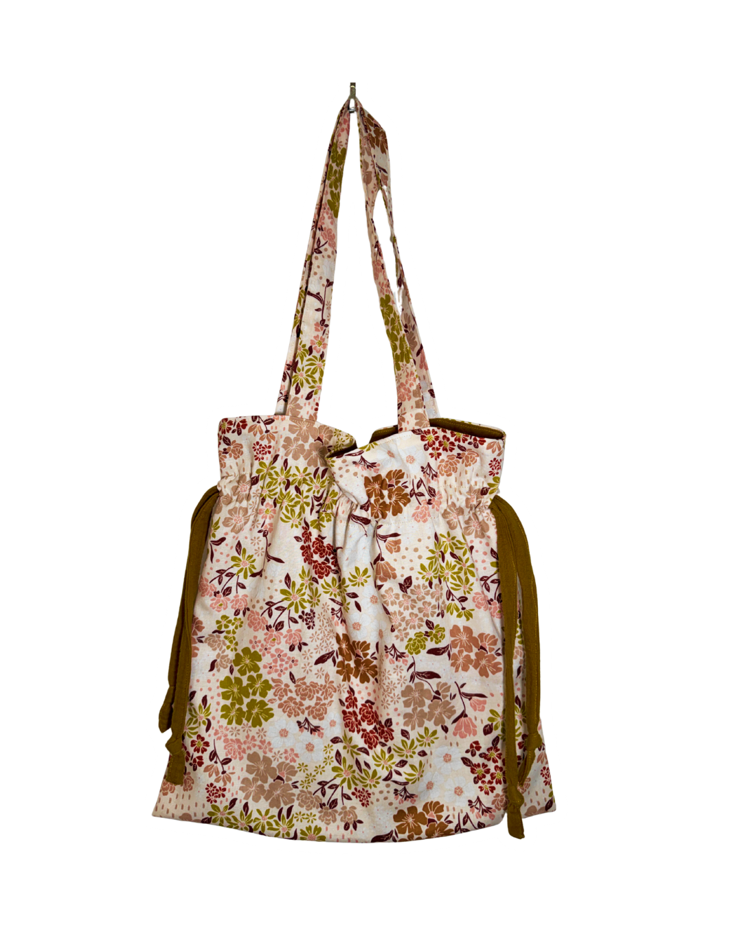 Cotton Floral Drawstring Tote Bag
