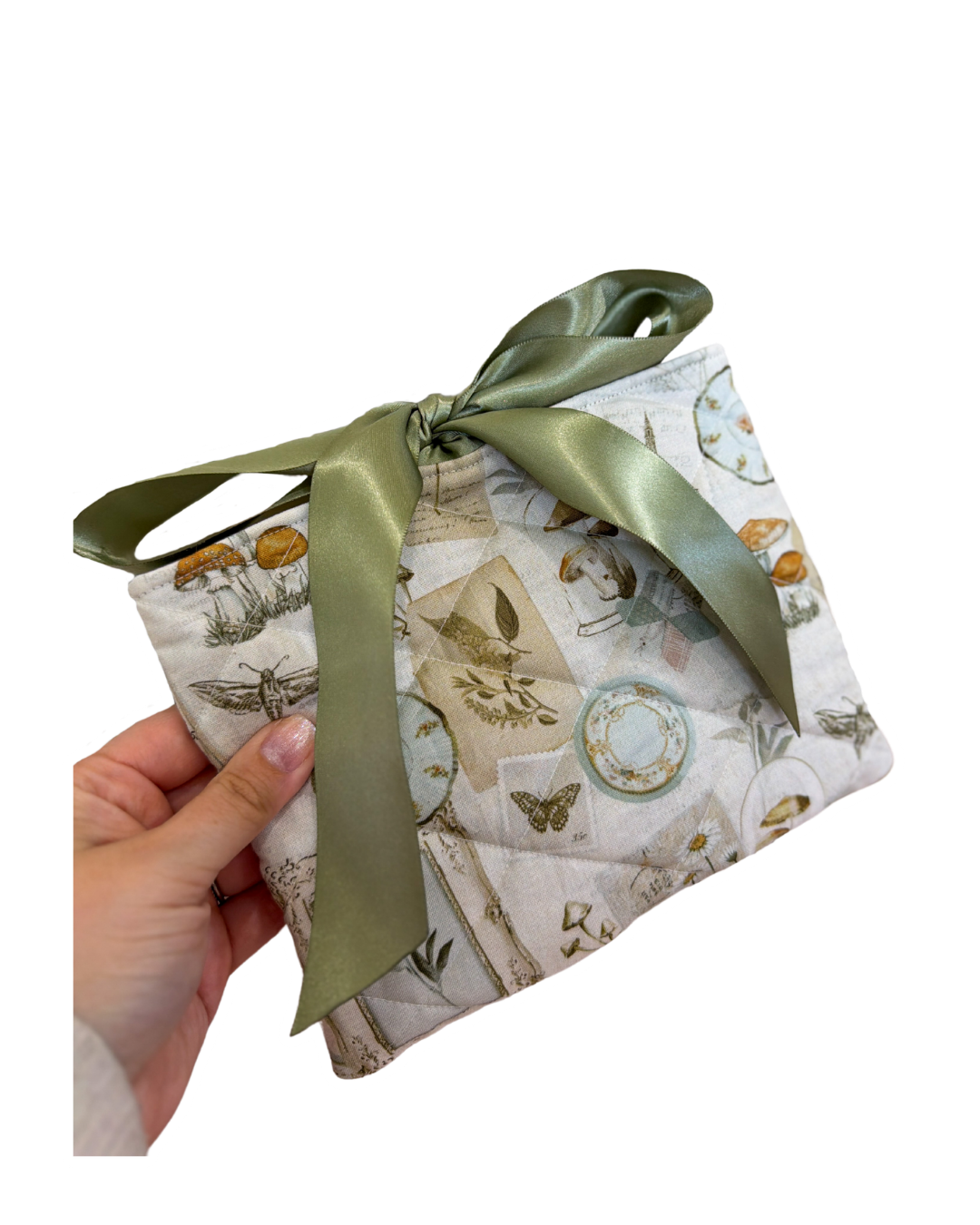 Quilted Book/Kindle Sleeve, Sage Green Emphmera