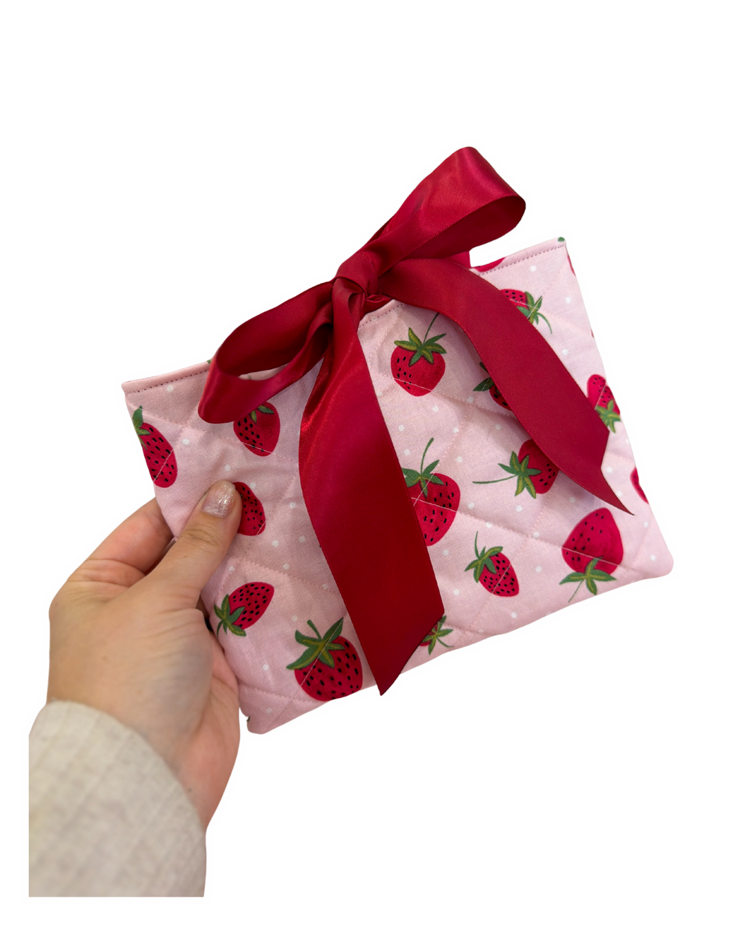 Quilted Book/Kindle Sleeve, Strawberries