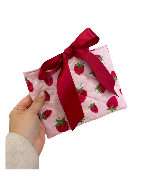 Quilted Book/Kindle Sleeve, Strawberries
