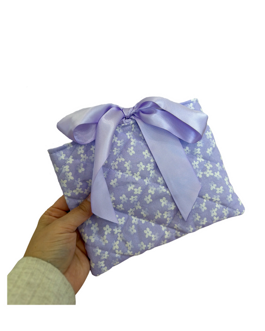 Quilted Book/Kindle Sleeve, Purple Flowers