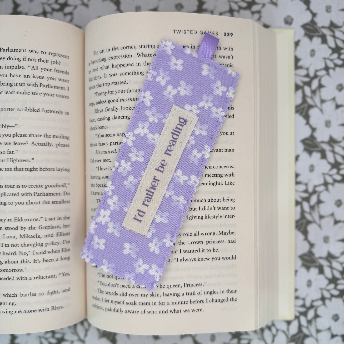 Fabric Bookmark with Bookish Saying