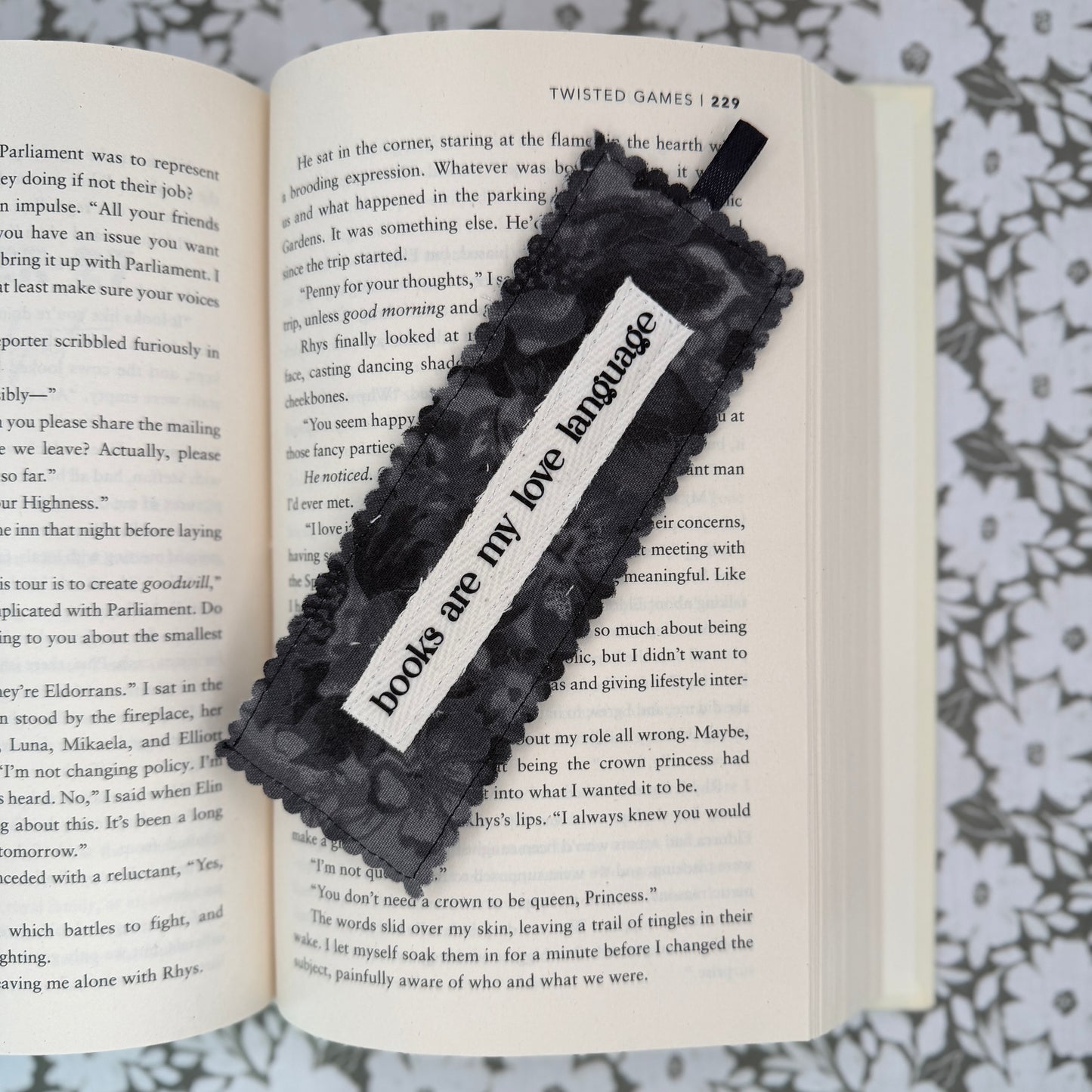 Fabric Bookmark with Bookish Saying