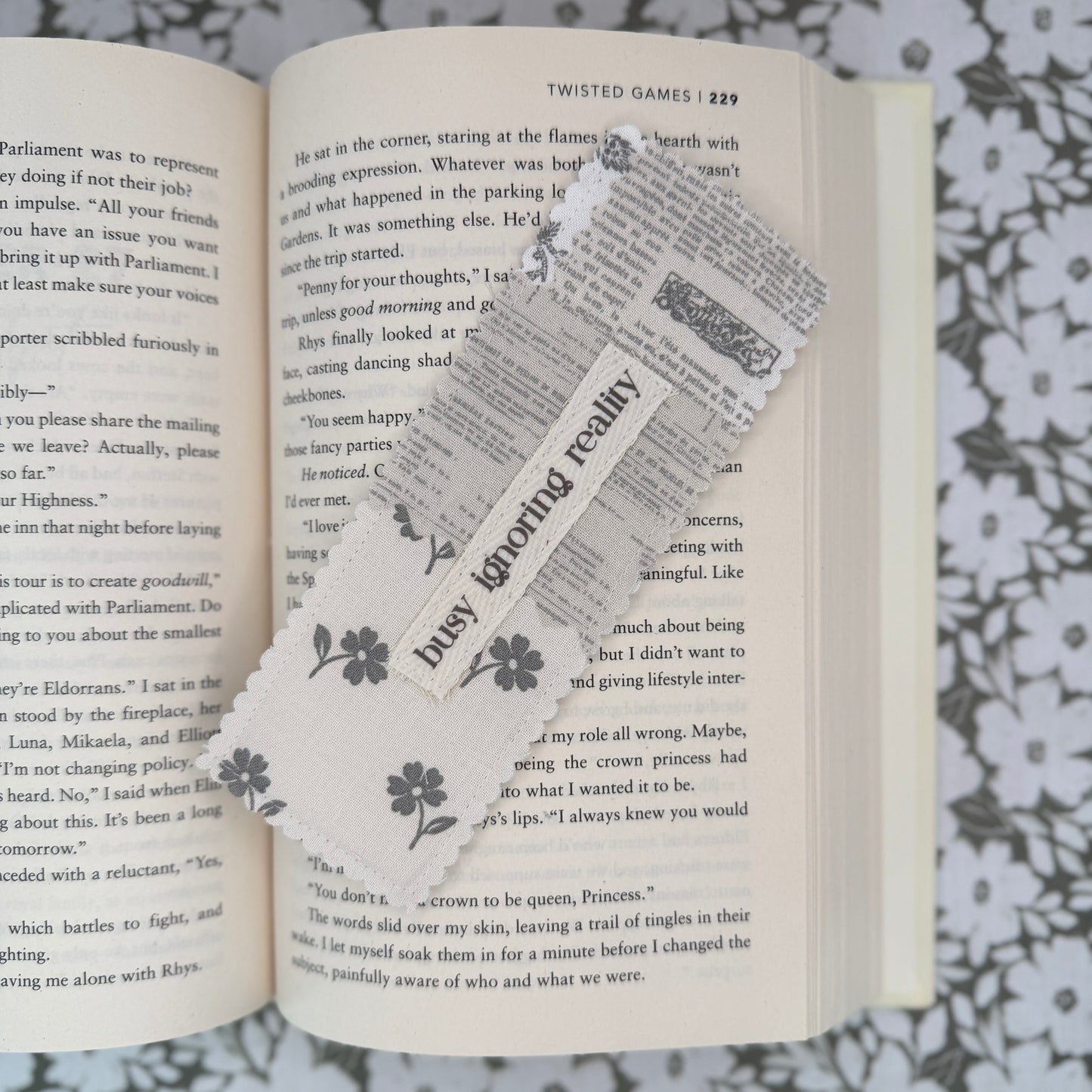 Fabric Bookmark with Bookish Saying